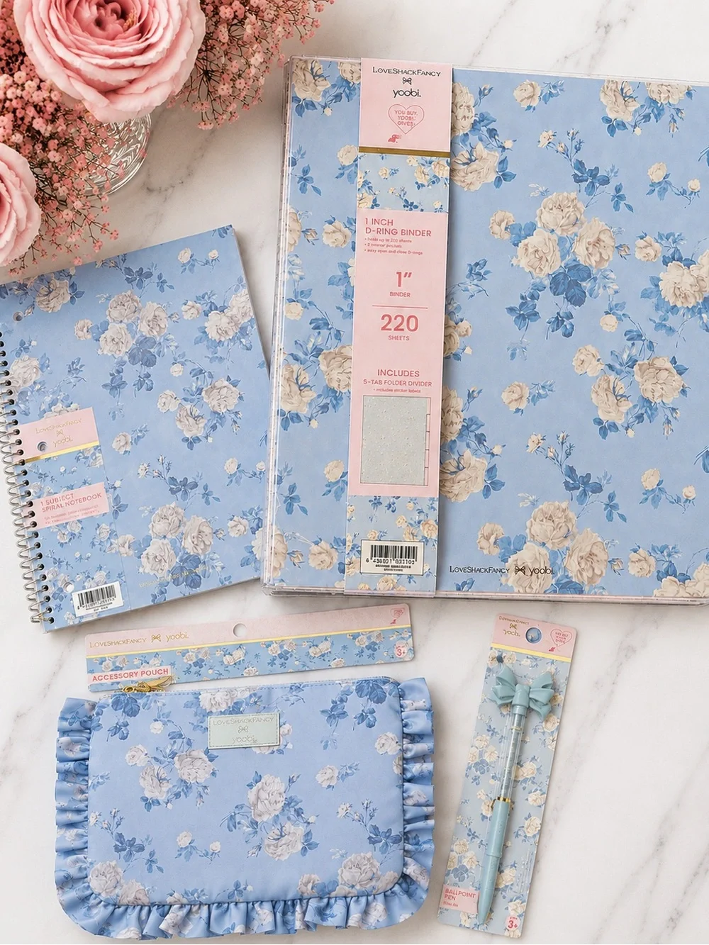 LoveShackFancy x target Blue Binder pencil case notebook pen set